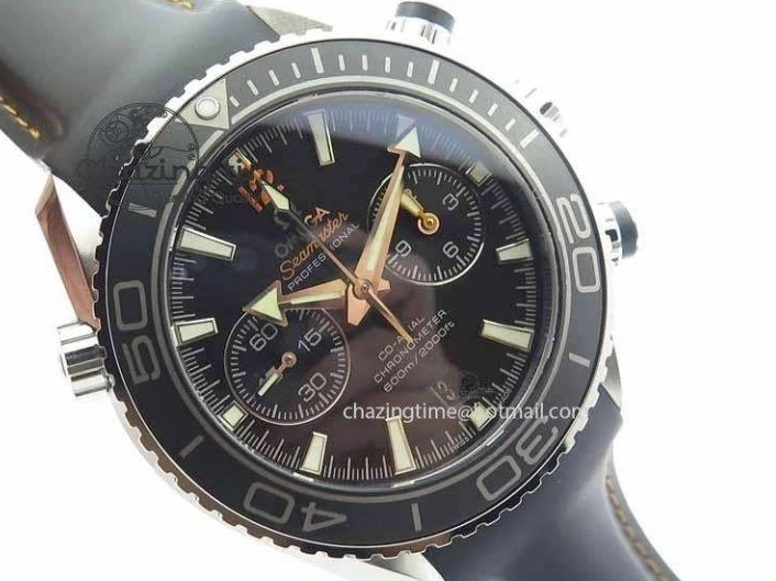 0115 Planet Ocean Master Chrono 45mm SS OM 1:1 Best Edition Black Dial Orange 12 On Rubber Strap A Durable 8169